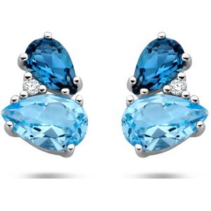 goud (witgoud) oorknoppen london blue topaas, blauw topaas en diamant 0.015ct (2x0.0075ct) h p1 4105769
