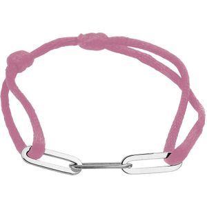 armband satijn zilver gerhodineerd met rubber/nylon/leer 1800891