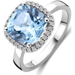 14K witgoud ring sky blue topaas en diamant 0.14ct h si 4106367 18.50