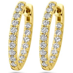 14K geelgoud klapoorringen lab grown diamant 0.96ct (2x 0.48ct) h si 20 mm 4030476