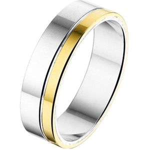 Goud met Zilveren Ring AL762 - 6 mm - zonder steen 5600226 18.50 mm (58)