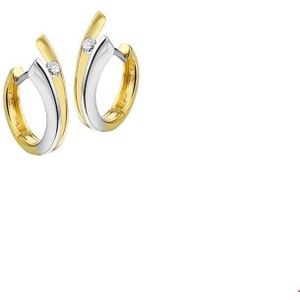 klapoorringen zirkonia 14K bicolor goud geel/wit 4207113