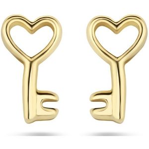 goud (geelgoud) oorknoppen hart sleutel 4025908