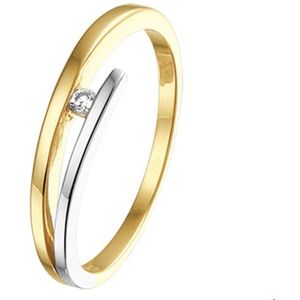 Bicolor Gouden Ring diamant 0.03ct H SI 4207785 17.00 mm (53)