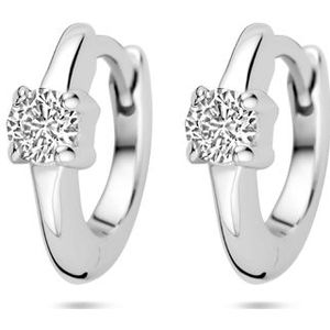 Zilver - Gerhodineerde Klapoorringen - Zirkonia - 10 mm