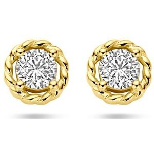 14K geelgoud oorknoppen zirkonia 4030397