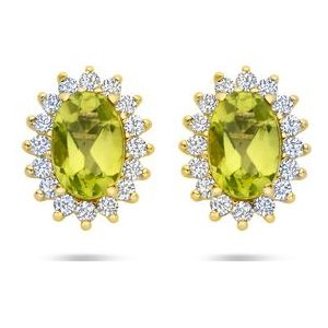 14K geelgoud oorknoppen peridot en zirkonia 9,5 mm 4031229