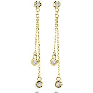 14K geelgoud oorhangers zirkonia 35 mm 4034365