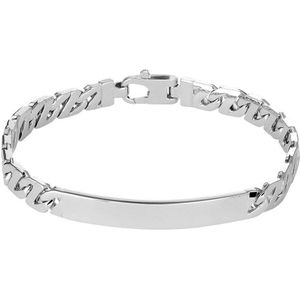 Zilver Gerhodineerde Graveerarmband gourmet plaat 6 1330513 20 cm