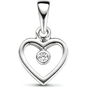 zilver gerhodineerd hanger hart zirkonia 1334791