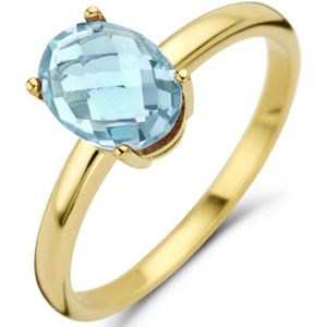 Quickjewels 4026954 - blauw topaas - 14k geelgoud - Ring-Maat 16.50