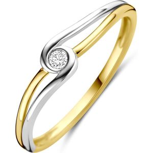 14K bicolor goud geel/wit ring diamant 0.04ct h si 4209074 16.50