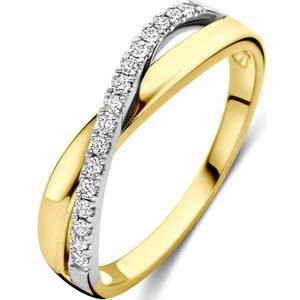 14K bicolor goud geel/wit ring diamant 0.14ct h si 4209061 16.50