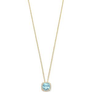 Collier - Blauw - Topaas En Diamant 0.15ct H Si - 42 - 45 Cm