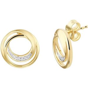 oorknoppen rond diamant 0.04ct (2x 0.02ct) h si bicolor gestift 14K geelgoud 4022756