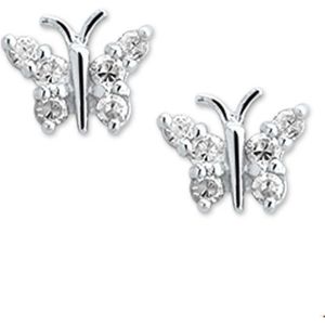 Zilver Gerhodineerde Oorknoppen vlinder zirkonia 1301073