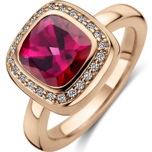 14K roségoud ring roze rhodoliet en diamant 0.14ct h si halo 4401532 17.50