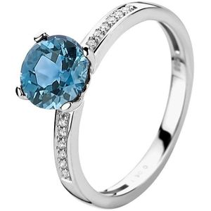Witgouden Ring London blue topaas en diamant 0.05ct H SI 4105117 17.25 mm (54)