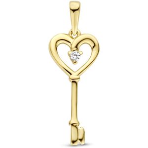 goud (geelgoud) hanger hart en sleutel zirkonia 4024647