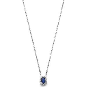 Zilver Gerhodineerde collier saffier zirkonia 41 - 43 - 45 cm 1341413