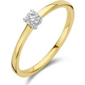 14K bicolor goud geel/wit aanzoeksring diamant 0.15ct h si 4208905 16.50