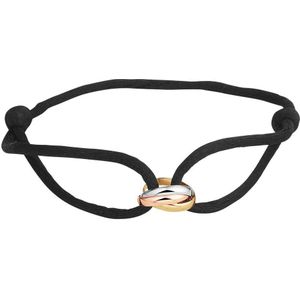 Goud - Armband - Tricolor - Satijn - Zwart - 14k