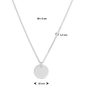Zilver Gerhodineerde Collier rondje 1 1332782 55 cm