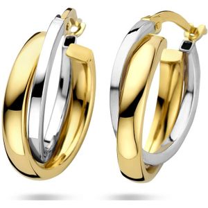 14K bicolor goud geel/wit oorringen 4208938