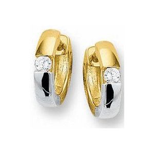 klapoorringen zirkonia 14K bicolor goud geel/wit 4201674