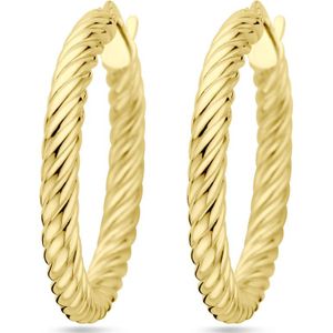 14K geelgoud oorringen gedraaide buis 4029297