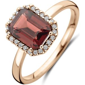 14K roségoud ring granaat en diamant 0.10ct h si 4401549 17.25
