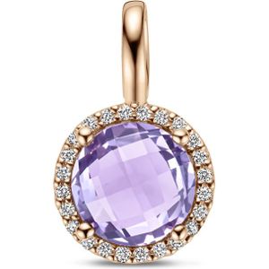 14K roségoud hanger amethist en diamant 0.09ct h si 4401562
