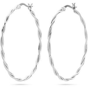Zilver Gerhodineerde oorringen gedraaide buis 2,0 mm 1337898