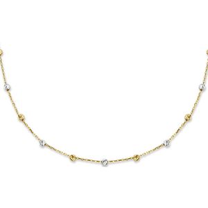 goud (bicolor goud geel/wit) collier bolletjes gediamanteerd 3,0 mm 40 - 42 - 44 cm 4208871