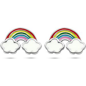 zilver gerhodineerd oorknoppen regenboog 1336207