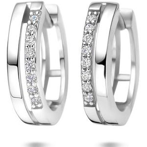 Zilver Gerhodineerde klapoorringen zirkonia 13 mm 1341266