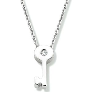 goud (witgoud) collier sleutel zirkonia 42 - 45 cm 4105653