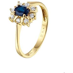 Geelgouden Ring saffier en diamant 0.152 ct. 4015739 18.50 mm (58)