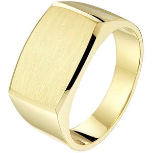 graveerring massief mat gediamanteerd 14K geelgoud 4021127