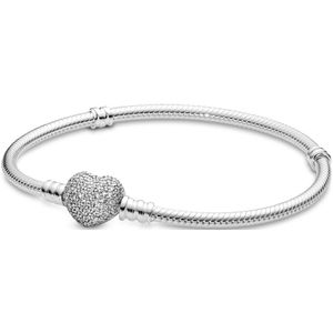 Pandora 590727CZ - Moments Sprankelende Snake Chain met Hartsluiting - Armband-lengte 17 cm