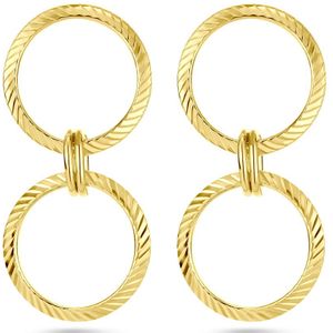 Zilver Verguld Oorhangers - Cirkels - Gediamanteerd - 1 Micron - 39 mm Hoogte