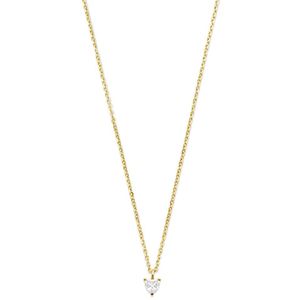 14K geelgoud collier hartje zirkonia 40 - 42 cm 4033729