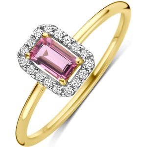 14K geelgoud ring roze toermalijn en diamant 0.08ct h si 4034206 17