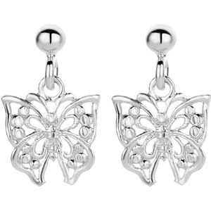 zilver gerhodineerd oorhangers vlinder 1335426
