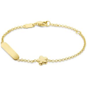 14K geelgoud graveerarmband bloem plaat 3,5 mm 4028929 13 cm