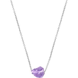 Zilver - Gerhodineerde Collier - Amethist - 42 cm + 3 cm Extensie
