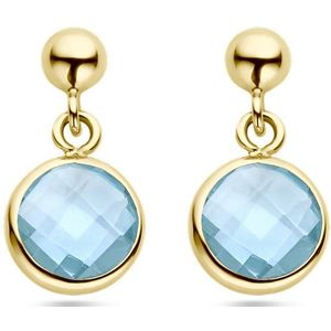 14K geelgoud oorhangers blauw topaas 4028956