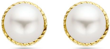 14K geelgoud oorknoppen parel 6,5 mm 4033015