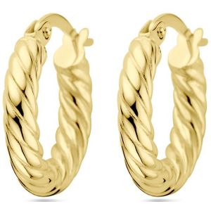 14K geelgoud oorringen gedraaide buis 4029295