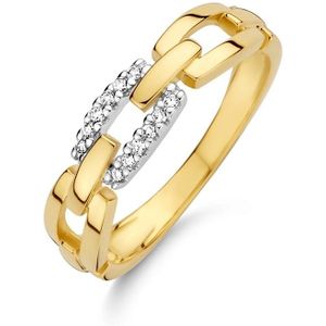 Bicolor Gouden Ring schakel diamant 0.05ct H SI 4208688 17.75 mm (56)